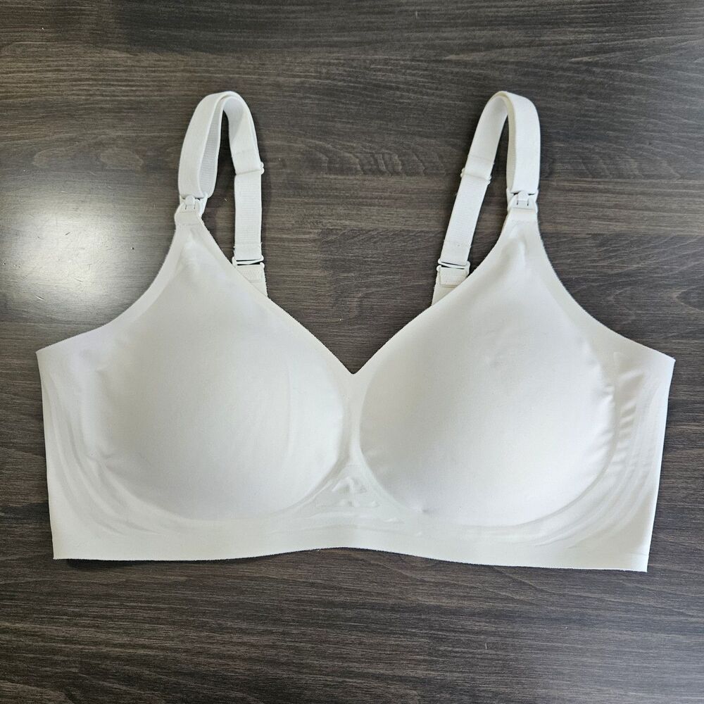 Seamless Nursing Bra XL White Wireless Maternity Breastfeeding Soft Stretch
